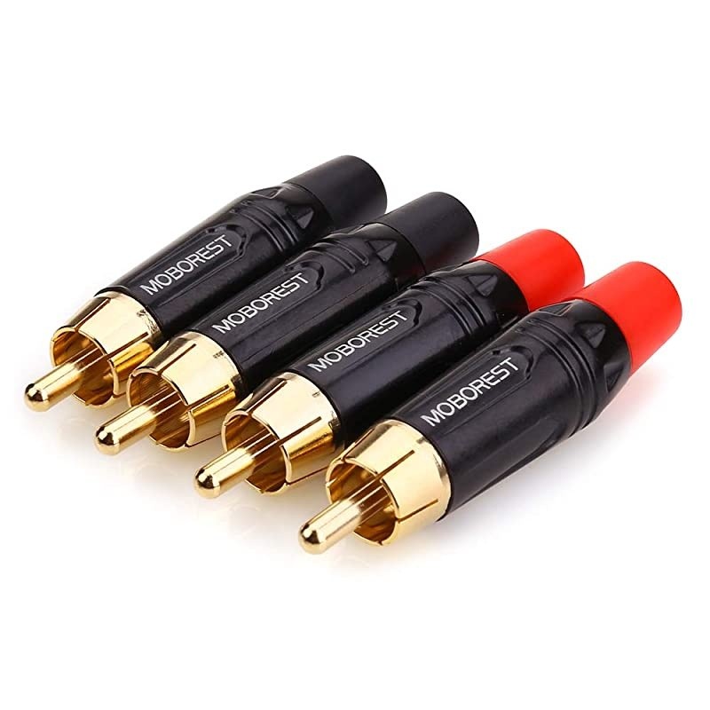 RCA Male Plug Adapter Audio Phono Gold Plated Solder 24K Gold Speaker Plugs RCA Jack Cable Connector AdapterRCA Male4pack