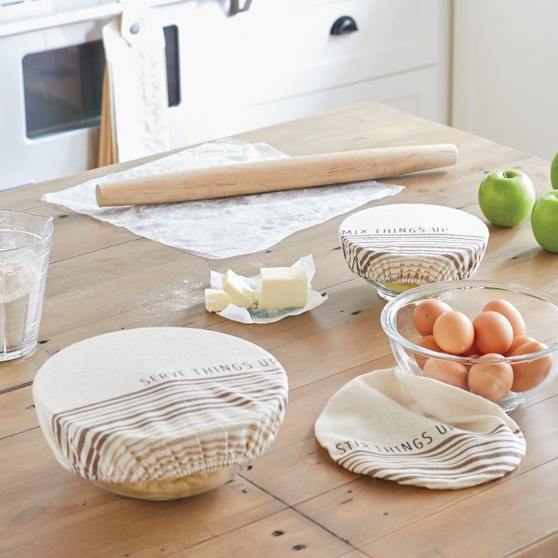 DEMDACO Stir Things Up Dish Covers Set of 3 11 x 11 - White