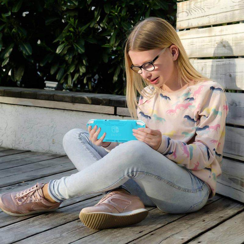 HEYSTOP Case for Nintendo Switch Lite, Soft TPU Protective Case Cover for Nintendo Switch Lite with Switch Lite Tempered Glass Screen Protector and Thumb Stick Caps (Blue)