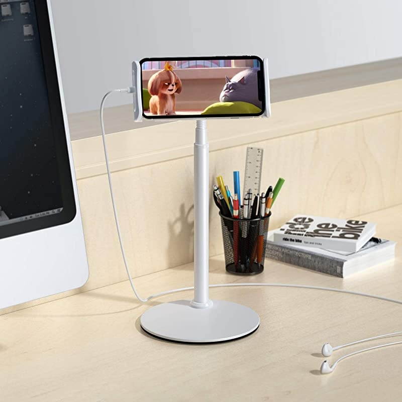 Stand Holder Klearlook Metallic MultiAngle Adjustable Stand Holder 360 Degree Swivel Rotation Flexible Arm for All Smartphones and s Up to 129 Inches White