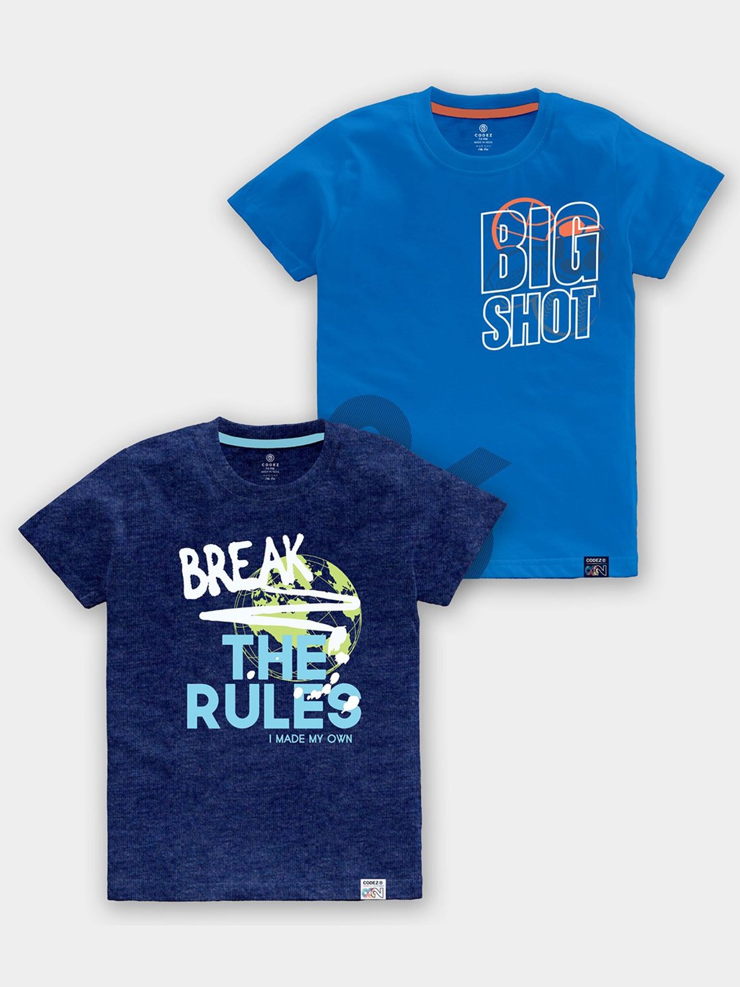 Codez Kids Blue Printed T-Shirt (Pack Of 2)