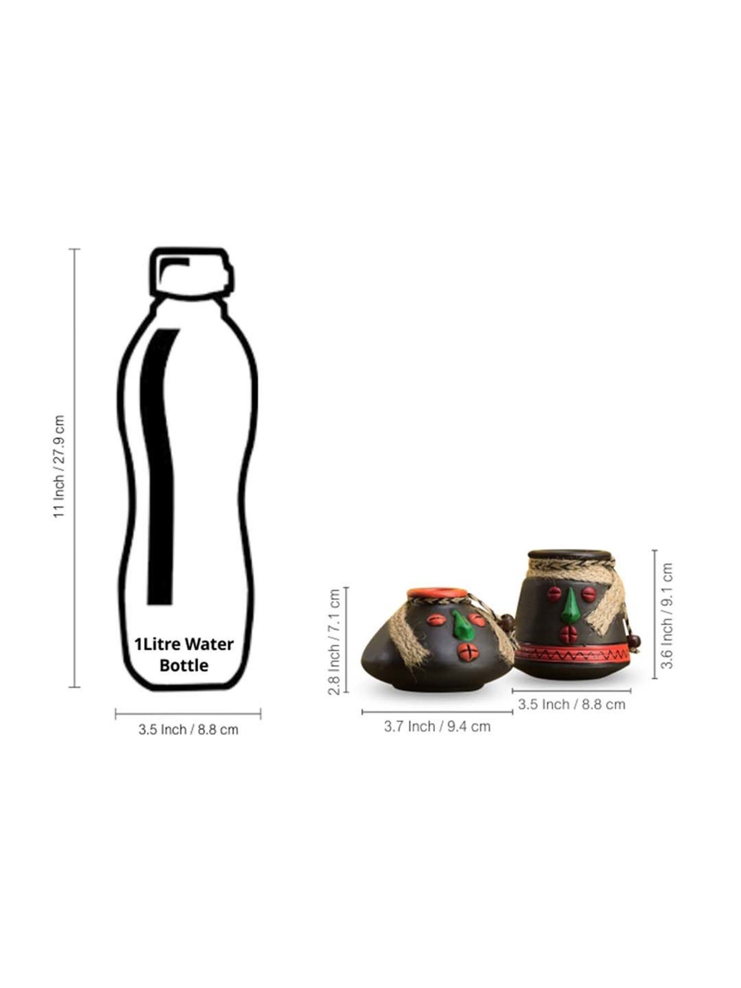 ExclusiveLane Tribal Rustic Pot-Faces In Terracotta With Jute Detailing Pots Showpieces (Set Of 2)