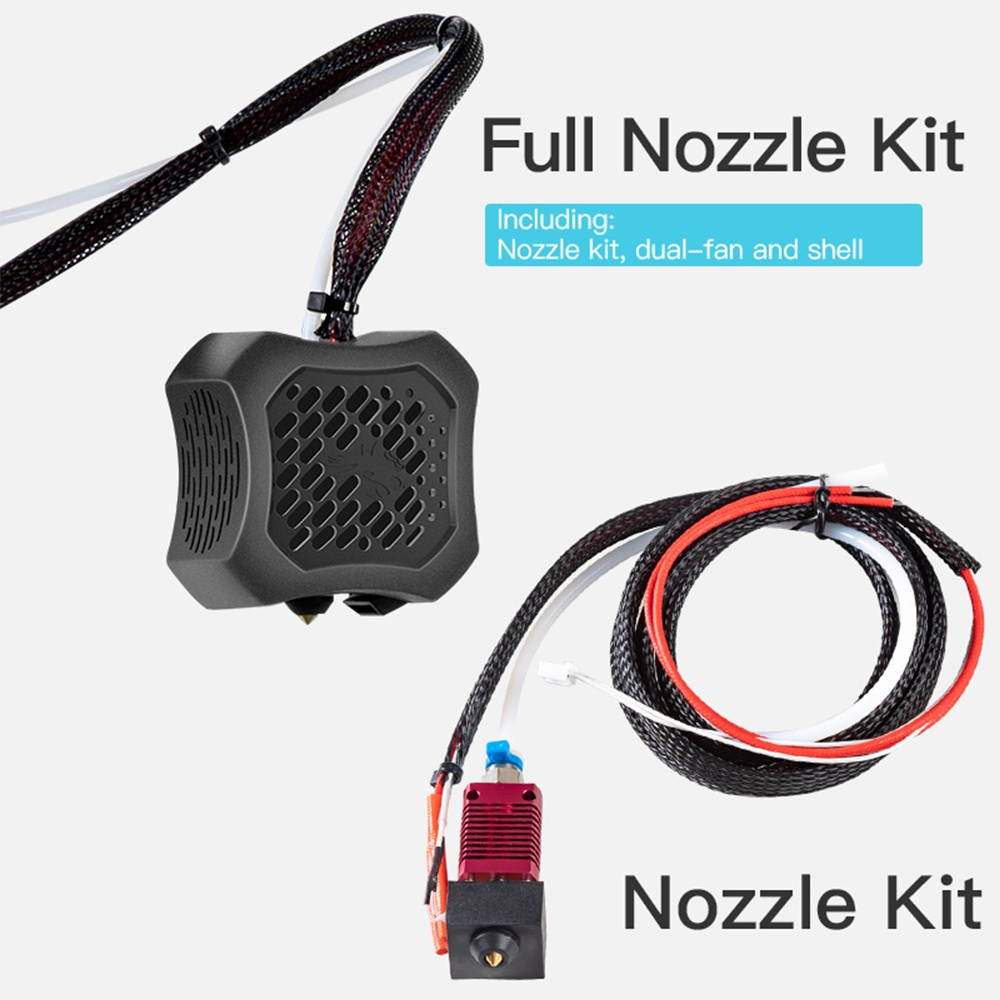 Original Creality Assembled Full Extruder Hotend Kit Double Cooling Fan with 0.4mm Nozzle Aluminum Heating Block 100K Ohm Thermistor 24V Compatible with Creality Ender-3 V2 3D Printer