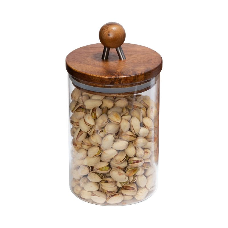 Honey-Can-Do Medium Acacia and Glass Canister