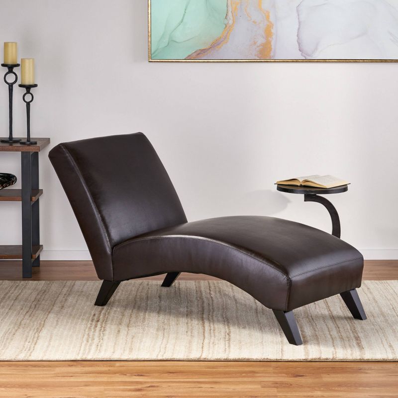 Fortas Mid-Century Modern Fabric Chaise Lounge Gray/Dark Walnut - Christopher Knight Home