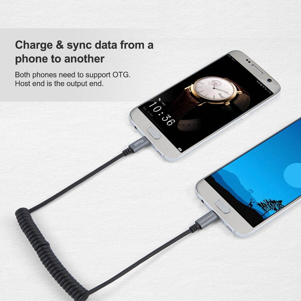 CableCreation Micro USB to Micro USB Cable, (0.56ft to 5ft) Coiled Micro USB OTG Cable with Gold Plated Connector Aluminium Shell Compatible for Smart Phones, Tablets, DJI Remote and More, Black