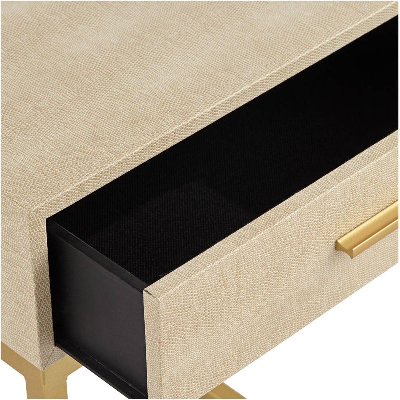 55 Downing Street Les Revoires 16" Wide Cream and Gold 1-Drawer Accent Table
