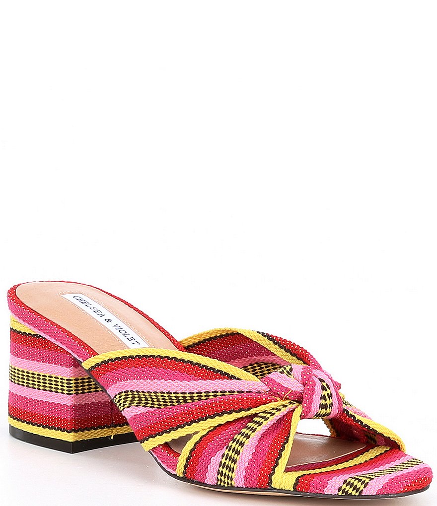 Chelsea & Violet Gia Knot Stripe Printed Mules