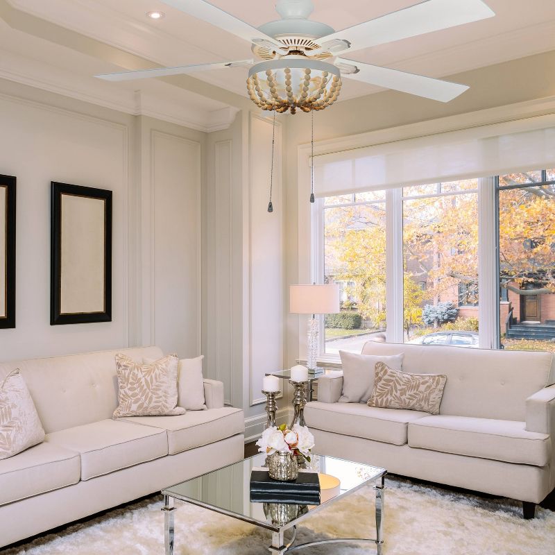 52" 5-Blade LED Wooden Chandelier Lighted Ceiling Fan - River of Goods