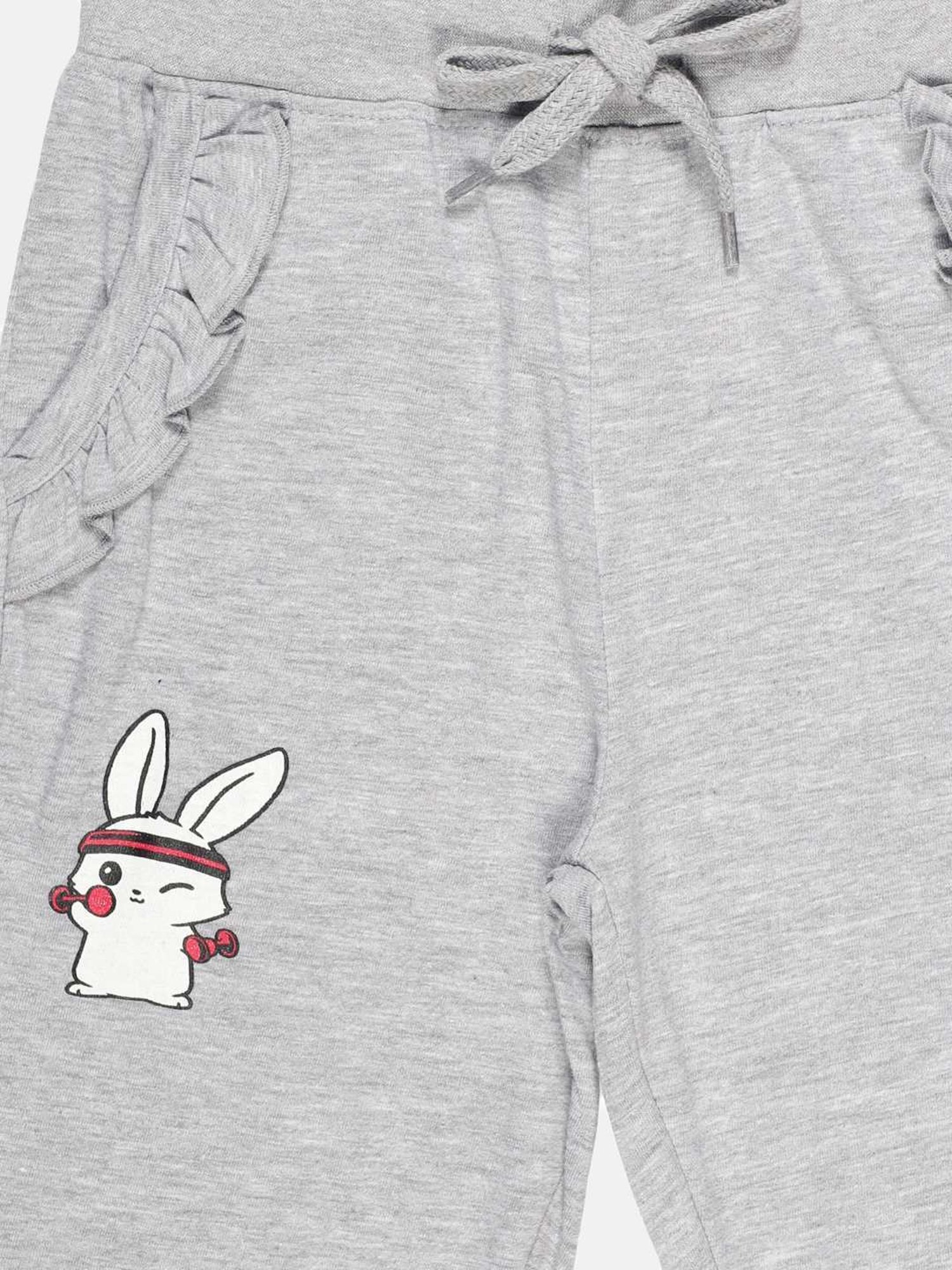 Kiddopanti Kids Grey Cotton Printed Trackpants