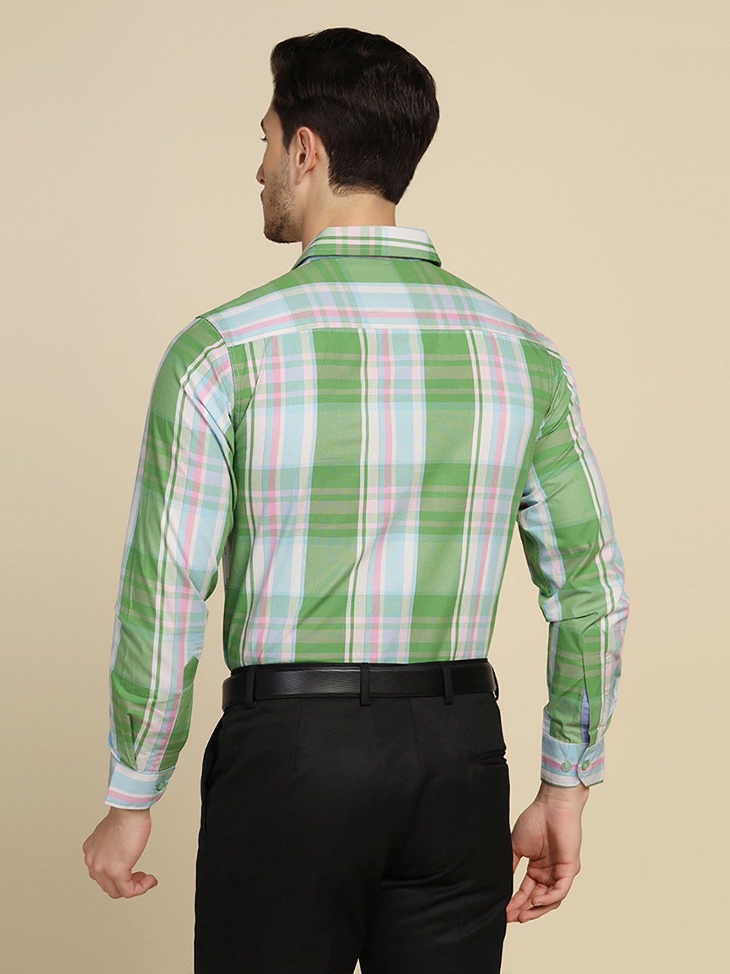 TAHVO Green Regular Fit Check Shirt