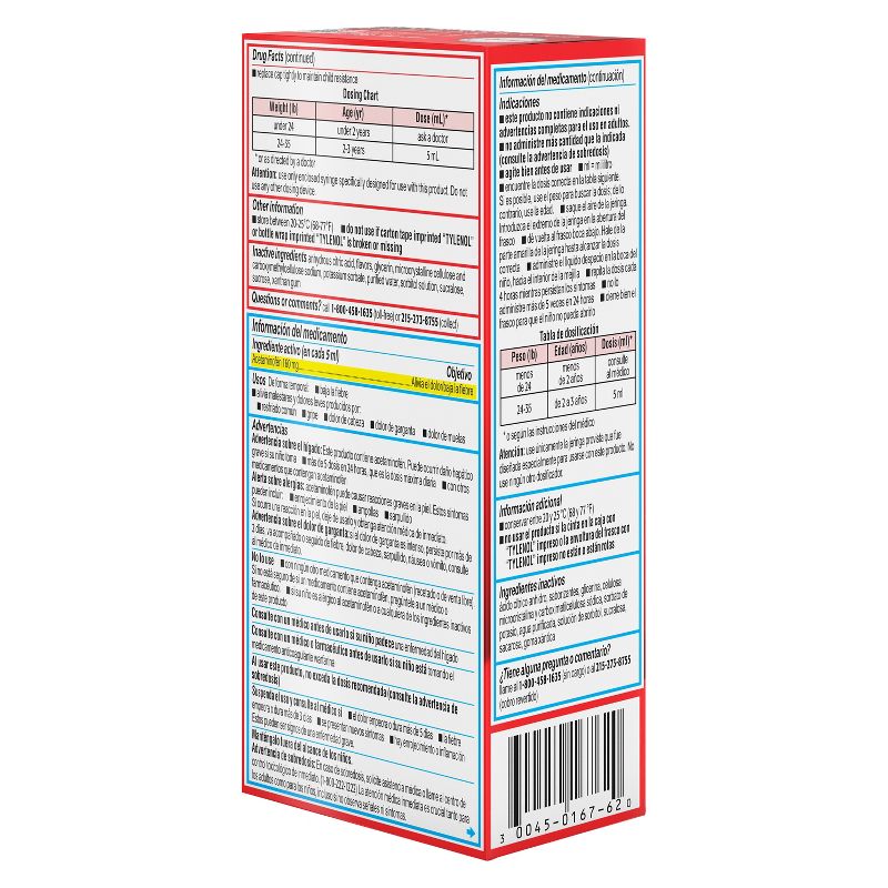 Infants' Tylenol Pain & Fever Reducer Liquid - Acetaminophen - Dye-Free Cherry - 2 fl oz