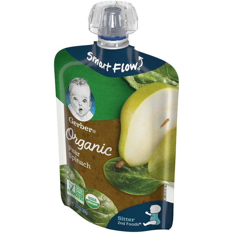 Gerber Organic 2nd Foods Pear & Spinach Baby Food Pouch - 3.5oz