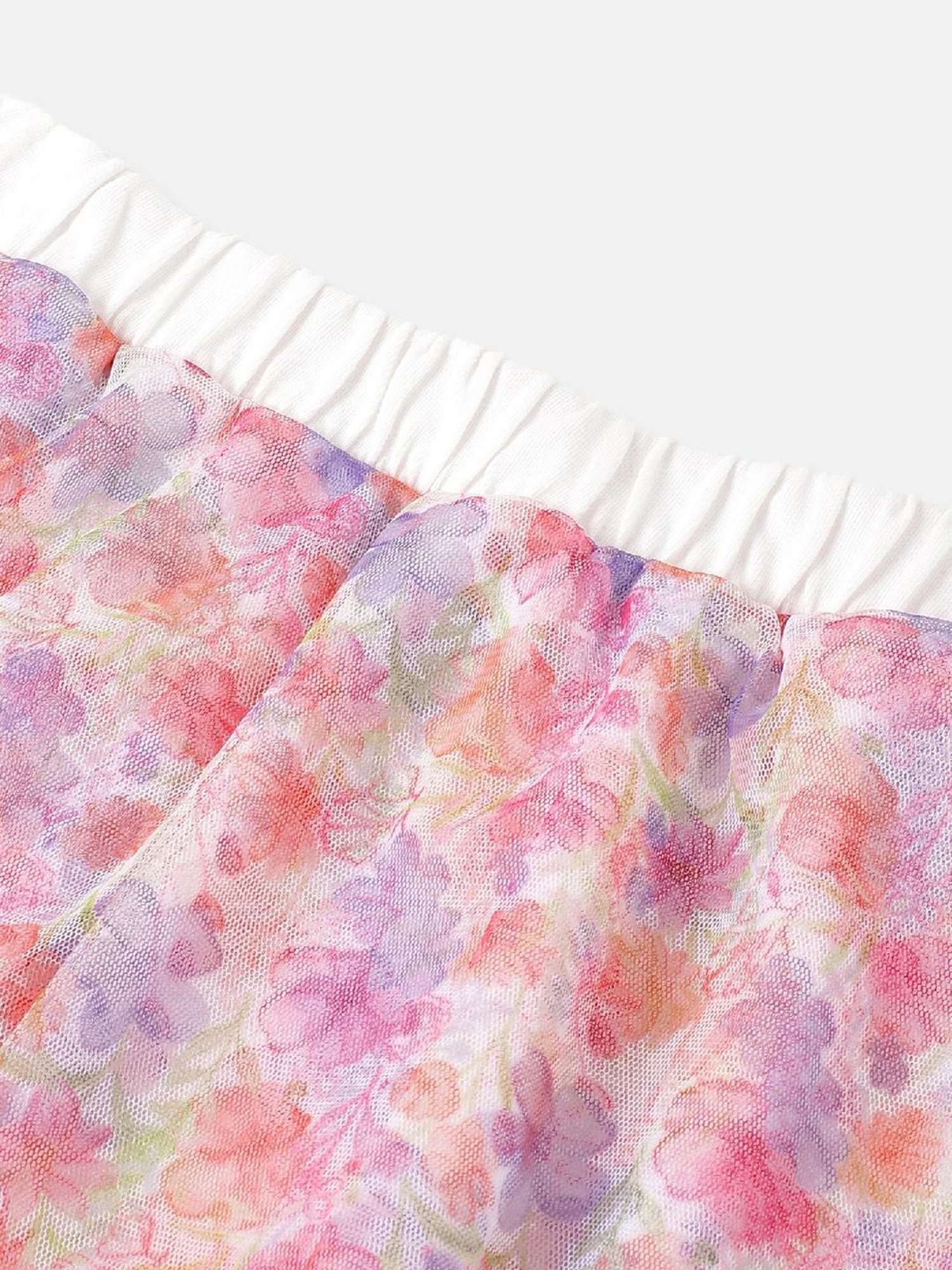 United Colors of Benetton Kids Off White Cotton Floral Skirt & Skorts