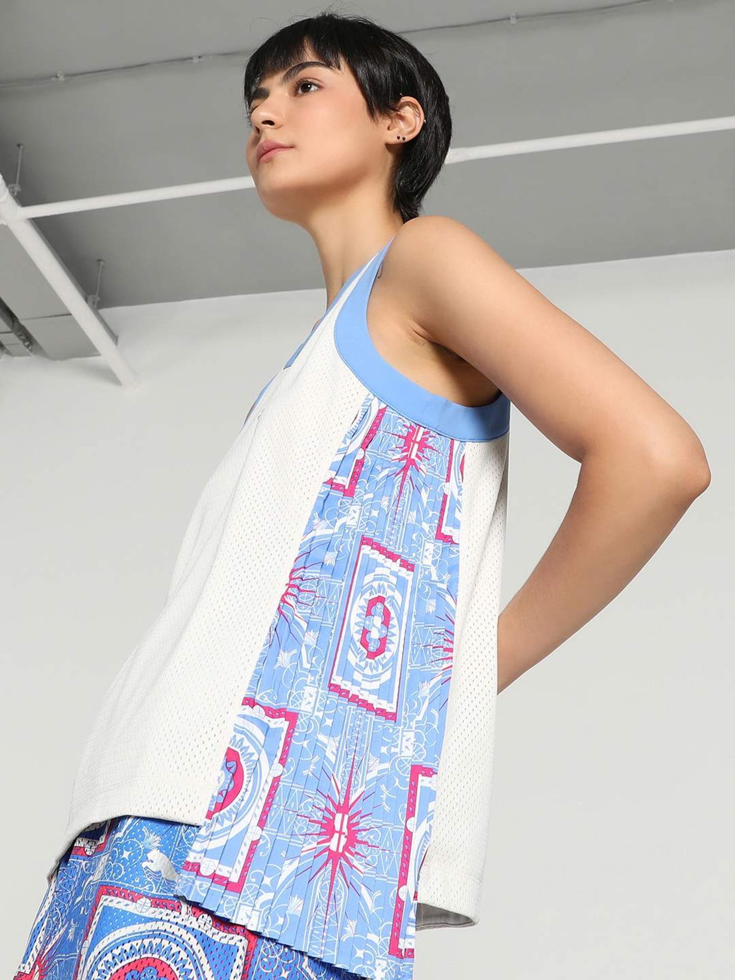 Puma White Self Pattern T-Shirt