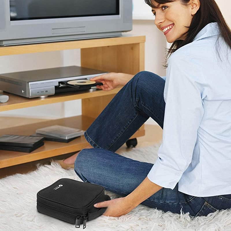 DVD Case  Disc Storage Wallet 32 Capacity Nylon CDDVD Holder Organizer Bag for Car Travel Black