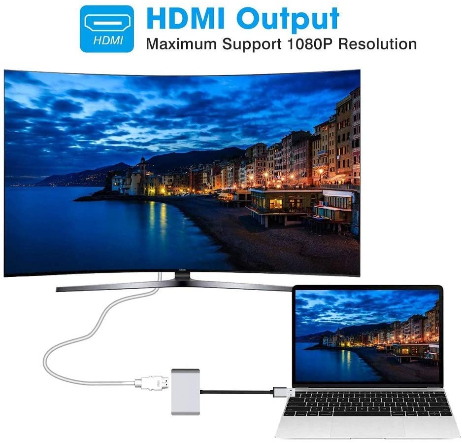 USB 3.0 to HDMI VGA Adapter Dual Output USB to VGA HDMI Adaptor Built-in Driver HD 1080P Converter Cable for Windows 7/8/10 Computers Not Support Mac OSLinuxChrome OS