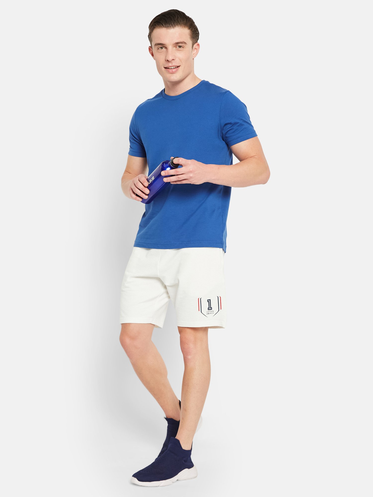 Octave Off White Regular Fit Printed Sports Shorts