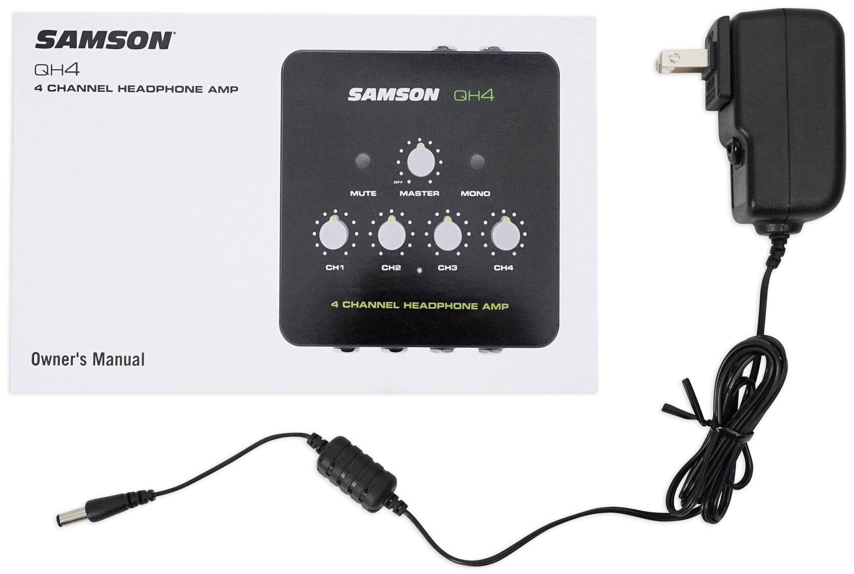SAMSON QH4 4_Ch Stereo Studio Monitoring Headphone Amplifier Amp DJ Headphones
