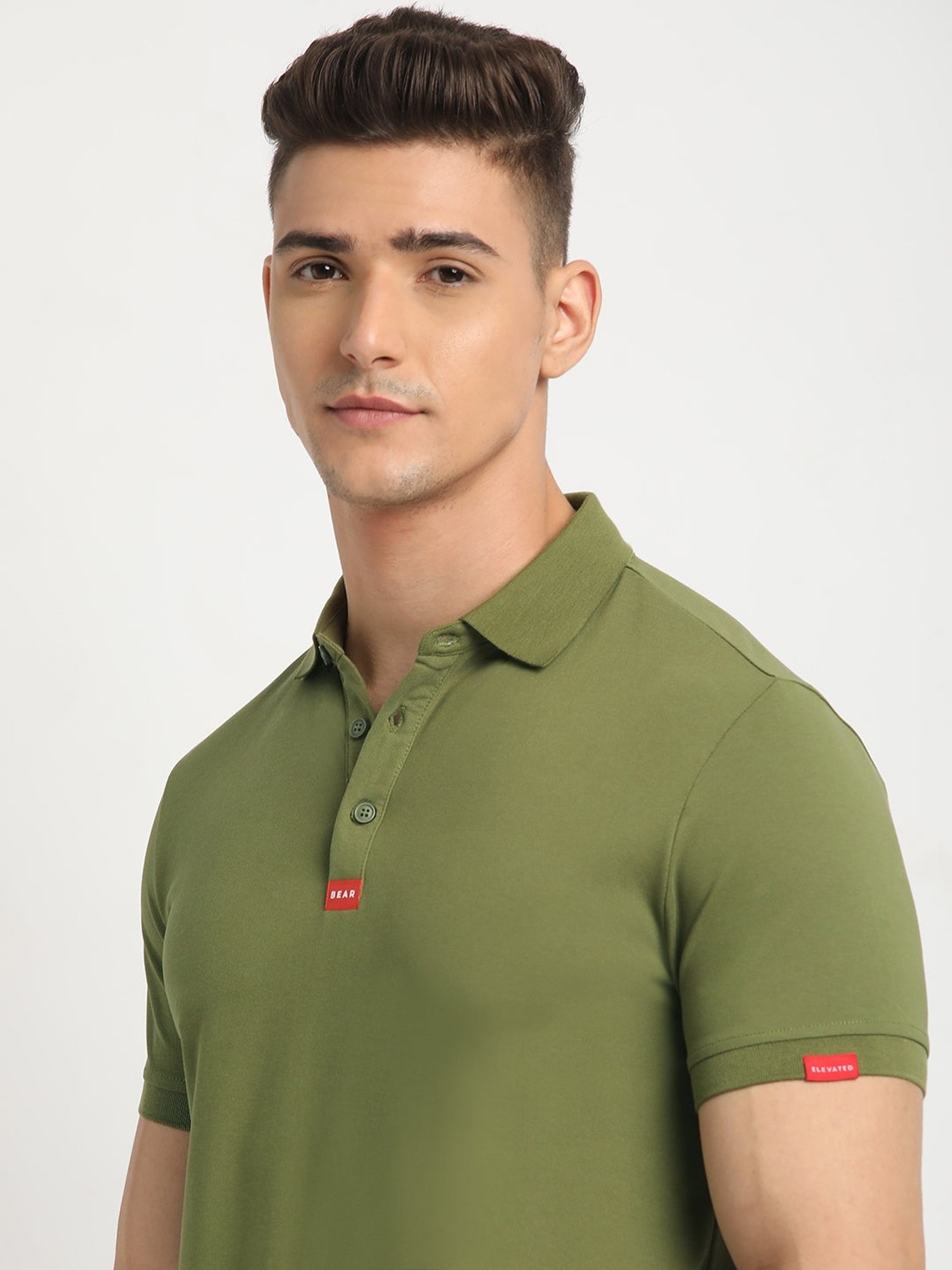 The Bear House Green Slim Fit Polo T-Shirt