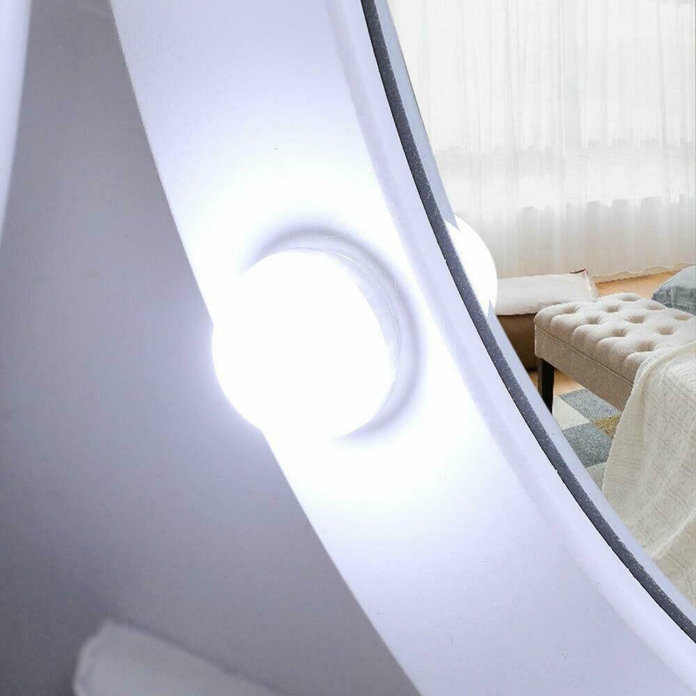 Makeup Dressing Table Vanity Set With Mirror 10 Led Lights for Bedroom White