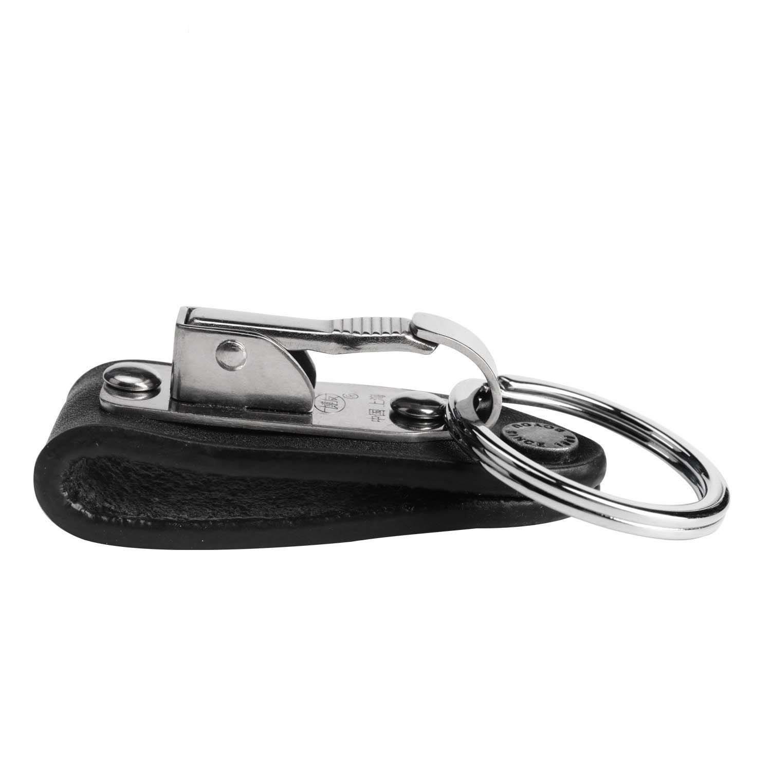 Saim Stainless Steel Keyring Design Faux Leather Belt Loop Key Chain 1 Pcs