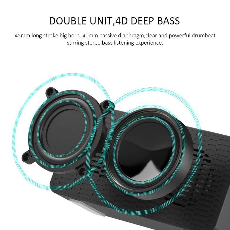 Wireless bluetooth speaker, bluetooth 5.0 speaker with mirrored LED alarm clock and built-in microphone voice, for Android and IOS smart phones,Black