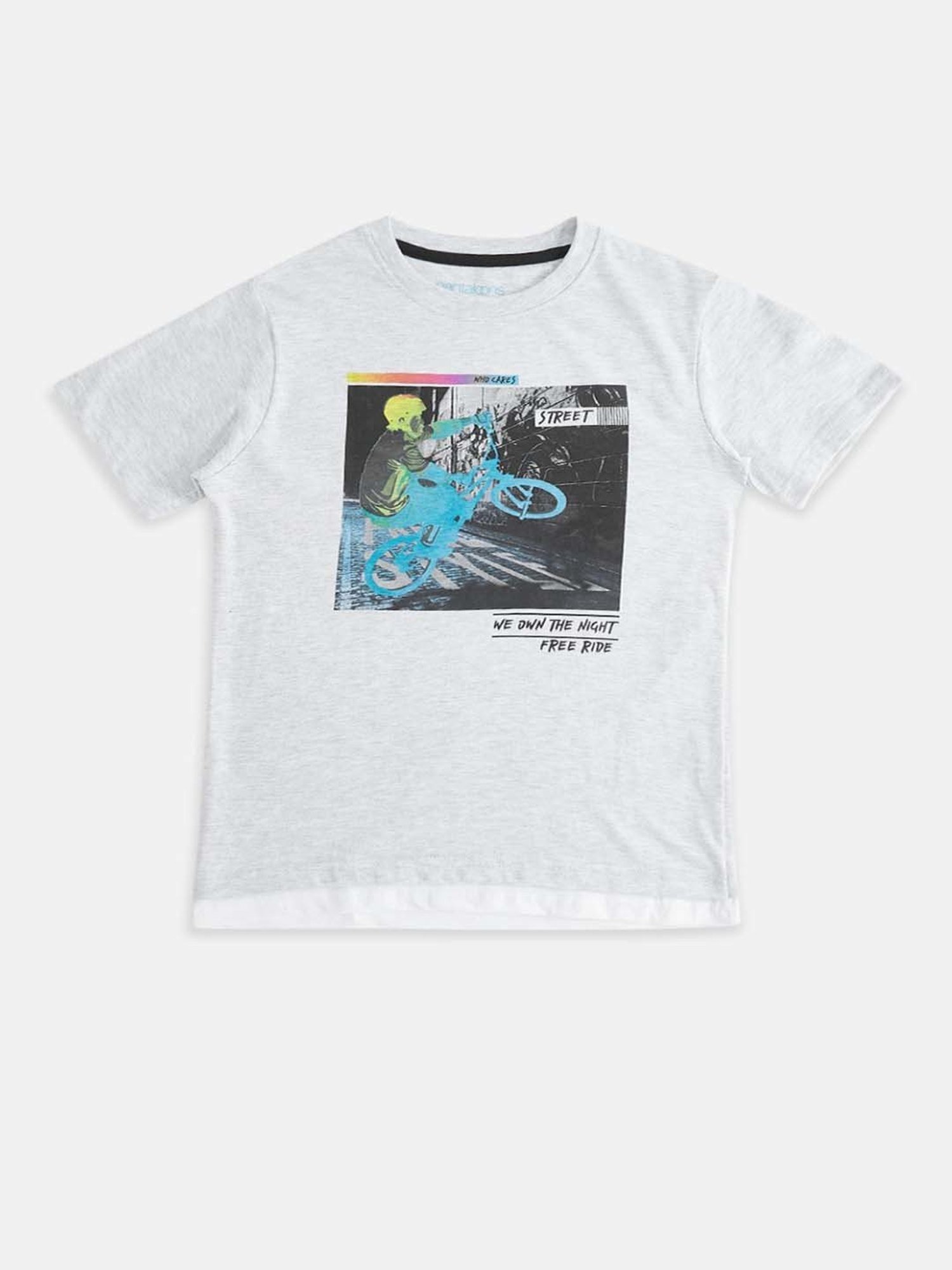 Pantaloons Baby Kids Grey Cotton Printed T-Shirt