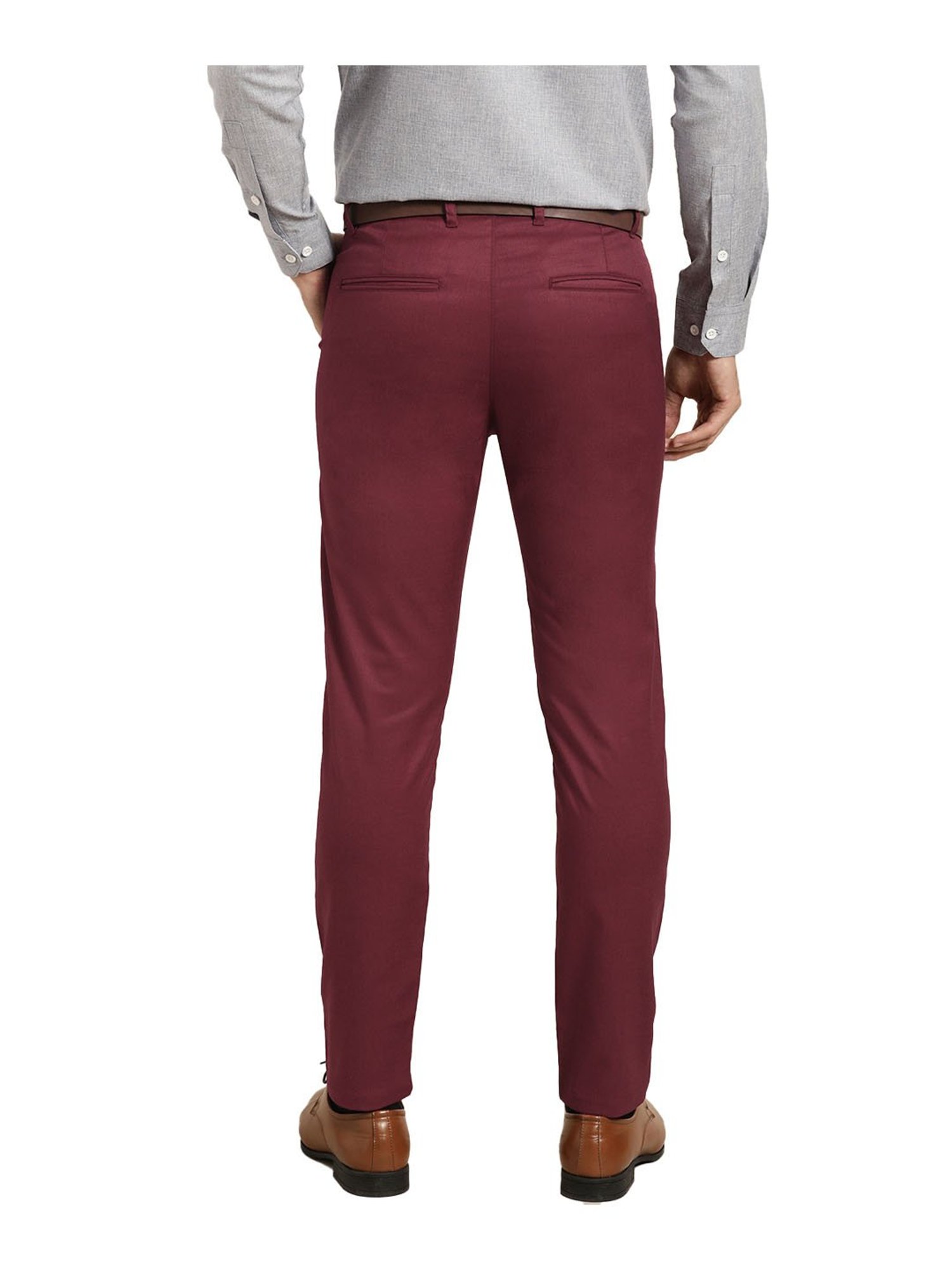 Sojanya Burgundy Regular Slim Fit Trousers