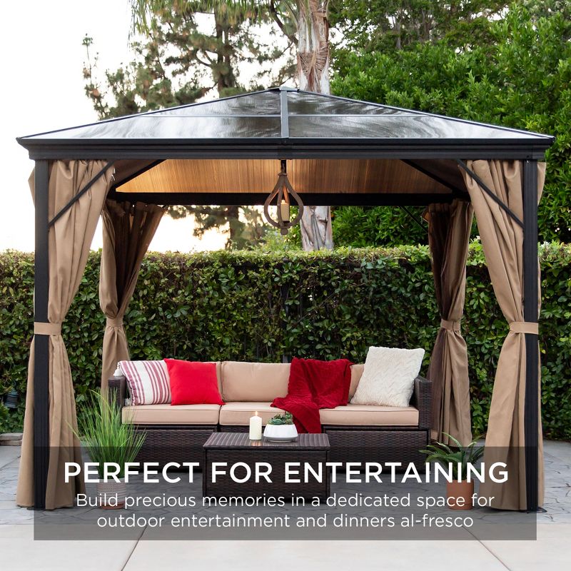 Best Choice Products 10x10ft Hardtop Gazebo, Outdoor Aluminum Canopy for Backyard, Garden w/ Side Curtains, Netting