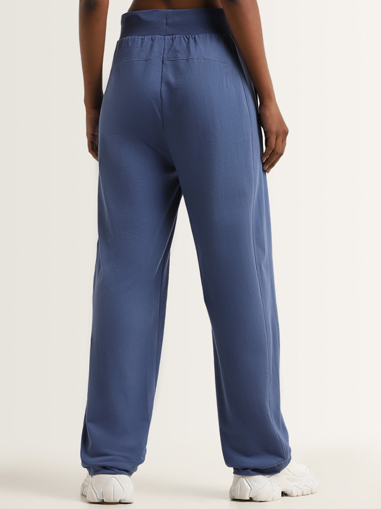 Studiofit by Westside Blue Text Design Mid-Rise Track Pants