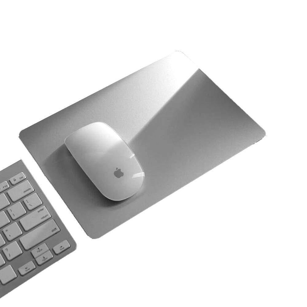 Premium Silver Metal Aluminum Mouse Pad Mat, Double Face Sand Blasting Aluminium Surface/Non-Slip Rubber Base, Fast Accurate Control for Home, Office, Travel(9.05X7.08 inch)