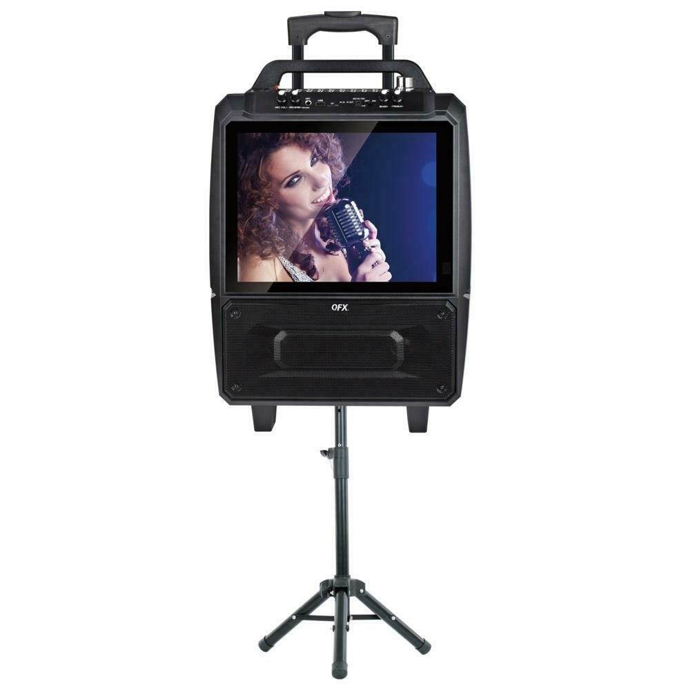 Qfx 2 x 5-Inch Portable Karaoke Speaker System with 14-Inch Screen