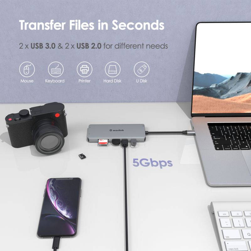 WAVLINK USB C Docking Station,13 in 1 Multiport USB C Adapter Triple Display for MacOS and Windows,USB C Hub with 2 HDMI 4K, DisplayPort, 4 USB, 87W PD, Gigabit Ethernet, SD/TF Card Reader, Mic/Audio