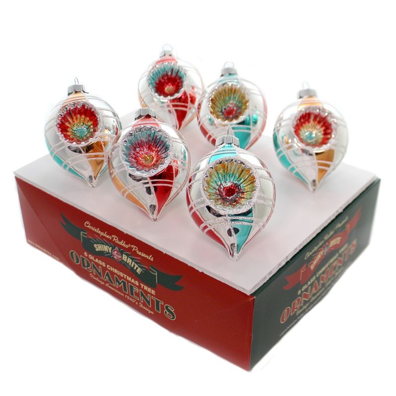 Shiny Brite 3.75" 3.25" Nh Reflector Tulips S/6 Ornament Nostalgic Holiday 2019  -  Tree Ornaments