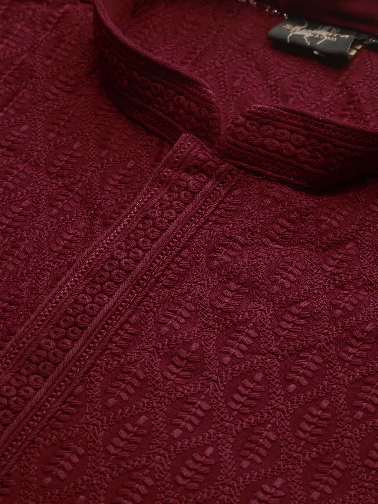 Sanwara Maroon Cotton Regular Fit Chikankari Kurta Bottom Set