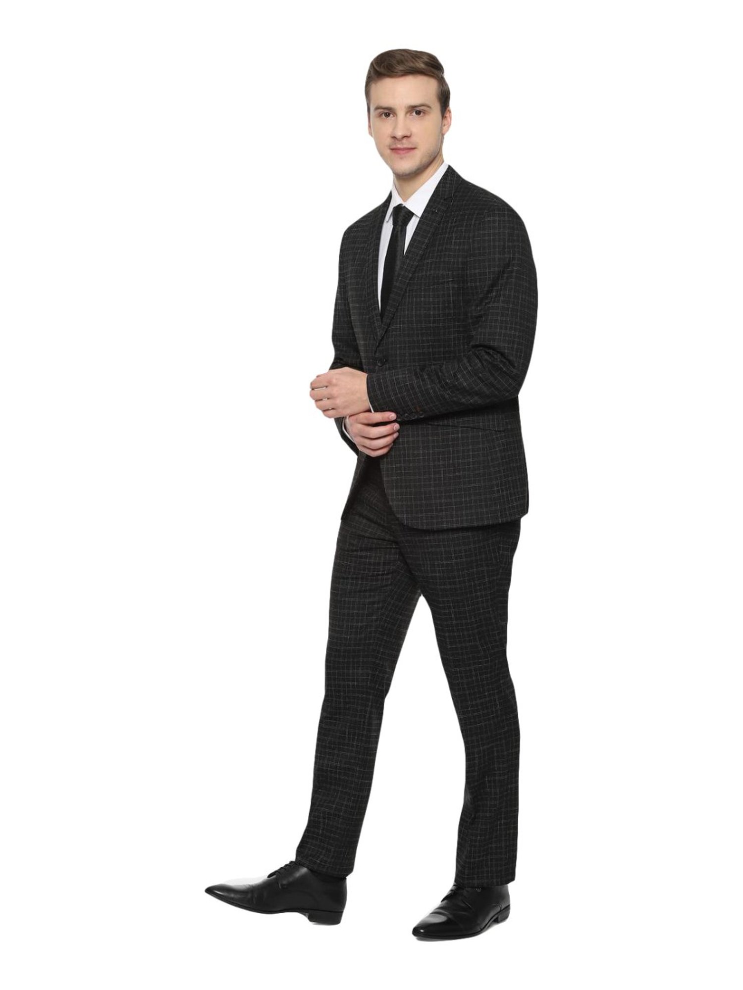 Raymond Brown  Slim Fit Printed Three Piece Suit