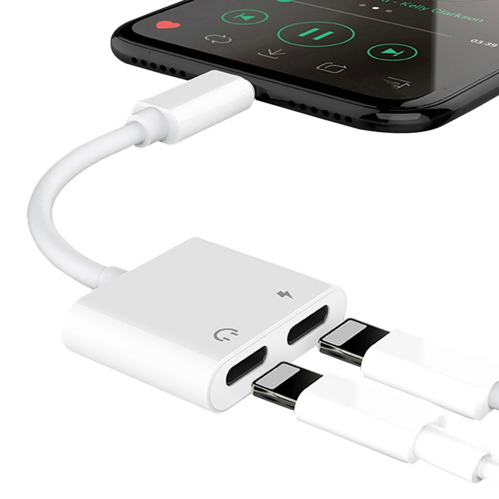 2 in 1 Lightning Audio Charging Adapter to Earphone AUX Cable for Listening Music Charging Converter For iPhone X 8 7 iPod iPad iOS Devices
