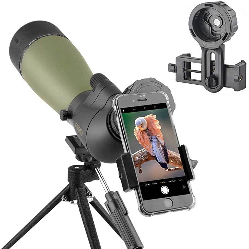 Updated Spotting Scope with Tripod, Carrying Bag - BAK4 Angled Scope  Shooting Hunting Bird Watching Wildlife Scenery (with Phone Mount+SLR Mount compatible with Nikon)