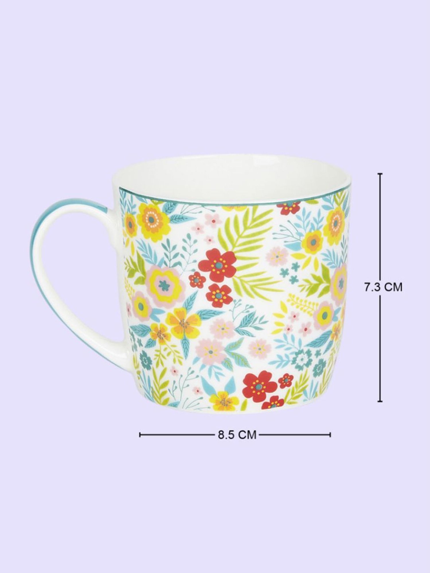 Living Scapes by Pantaloons Multicolor Bone China Tea Coffee Mugs (0.18 L)