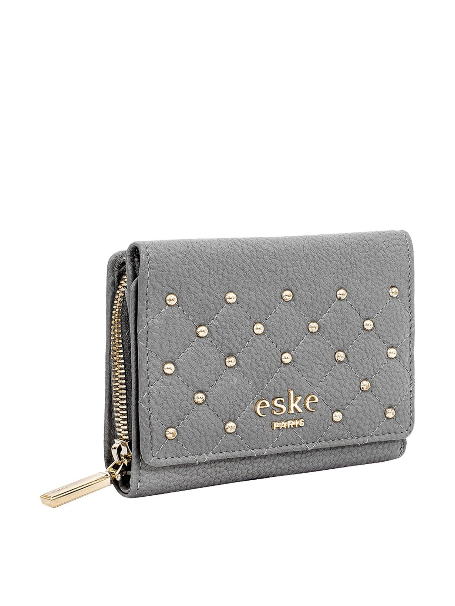 Eske Bria Grey Embellished Tri-Fold Wallet for Women