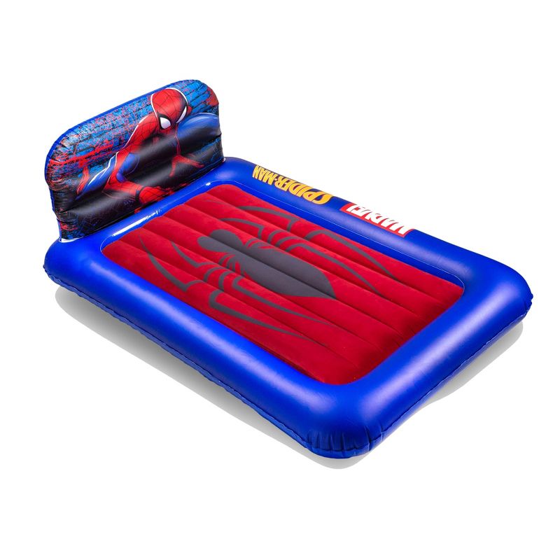 Living iQ Inflatable Portable Small Travel Size Kids Toddler Sleeping Blow Up Air Bed Mattress with Electric Pump and Headboard, Marvel Avengers