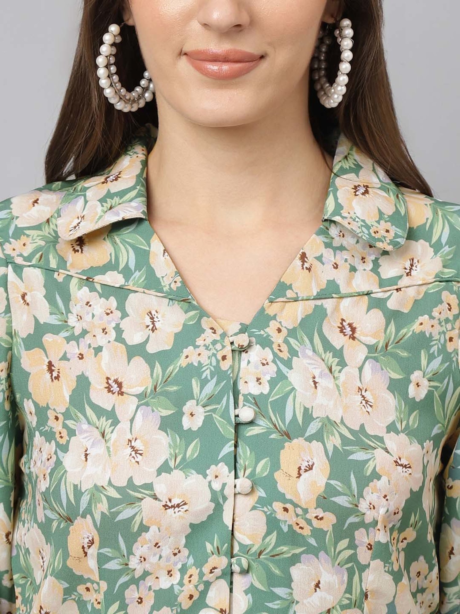 Latin Quarters Green Printed Shirt