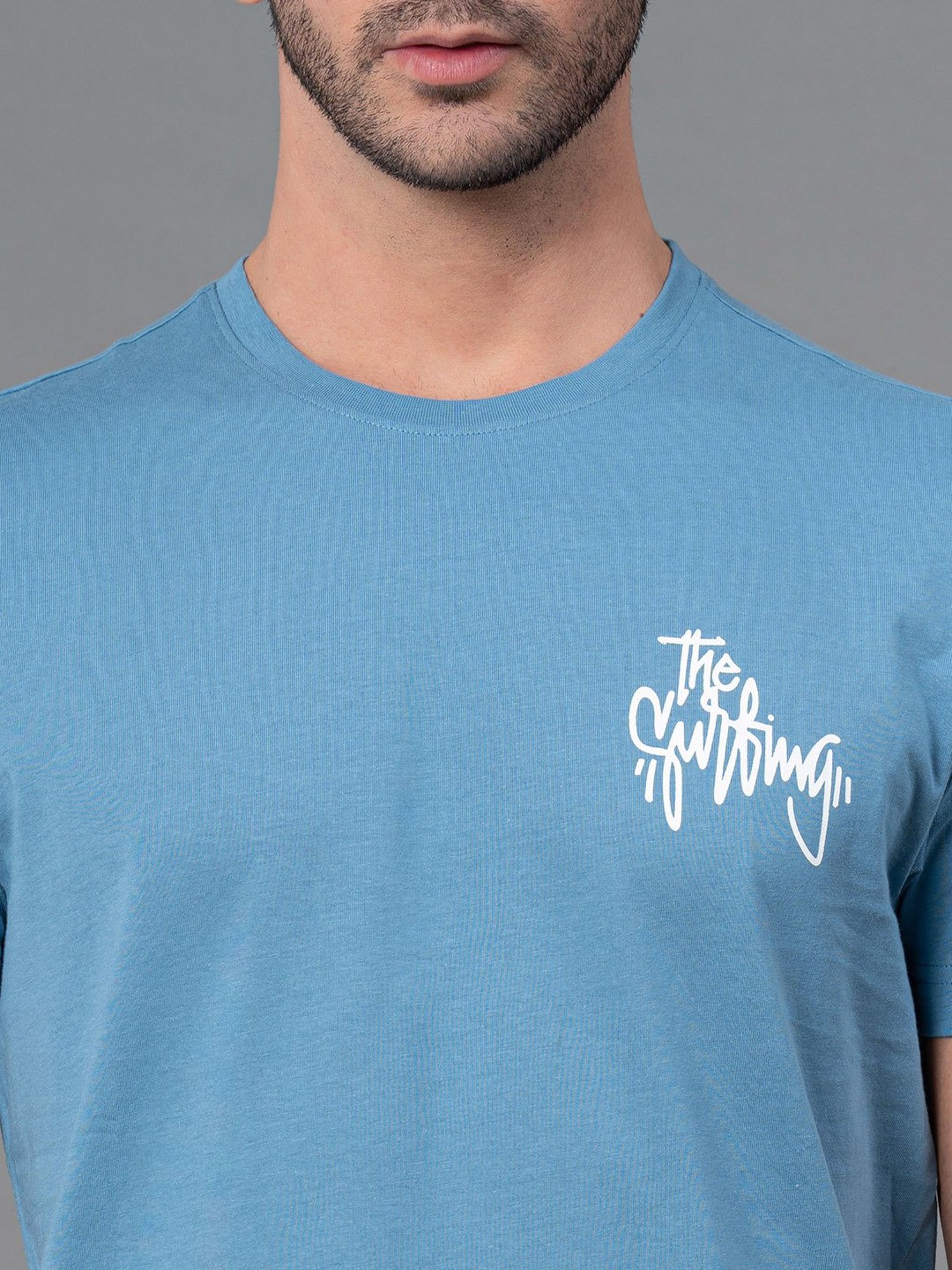 Red Tape Blue Regular Fit Graphic Print Cotton Crew T-Shirt