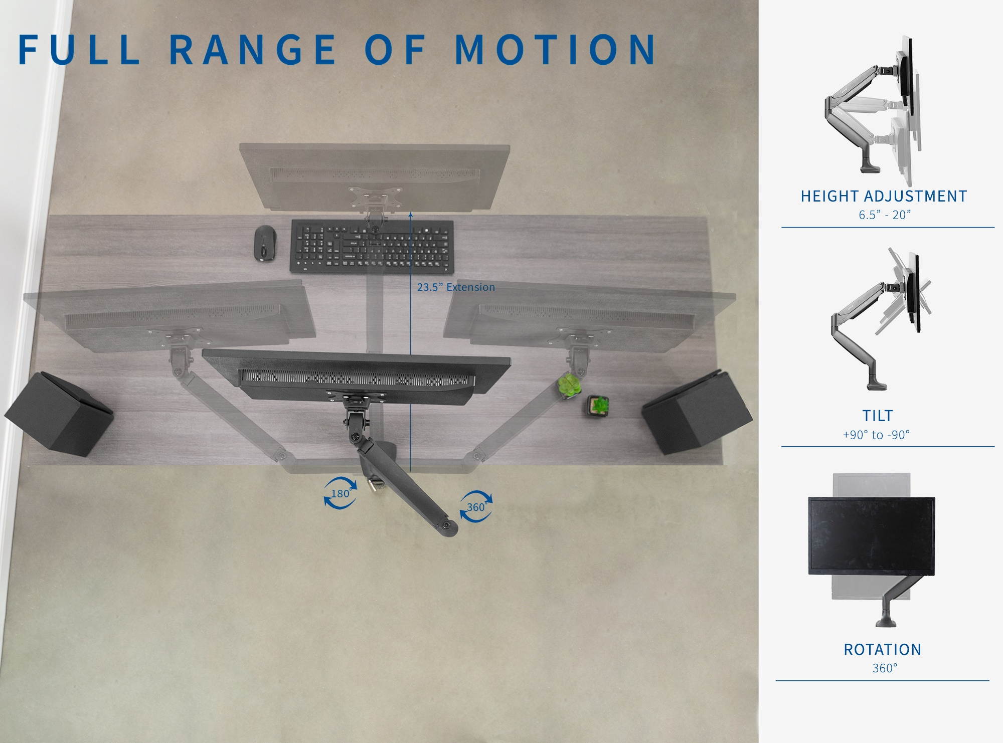 VIVO Aluminum Single Monitor Articulating Desk Mount Stand w/ Gas Spring Arm Fits up to 32" Screen (STAND-V001Q)