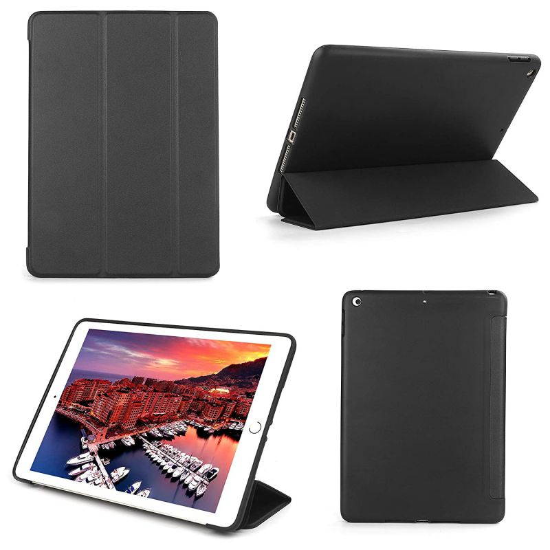 Bear Motion Silicon Case for New iPad 9.7 2018/2017 with TPU Front Cover Stand Support Auto Sleep Function (New iPad 9.7 2018, Black)