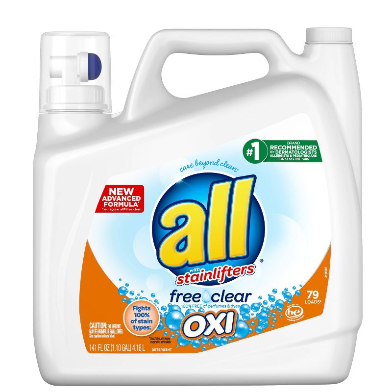 All Free Clear Liquid Laundry Detergent with OXI Stain Removers 79 Loads - 141 fl oz