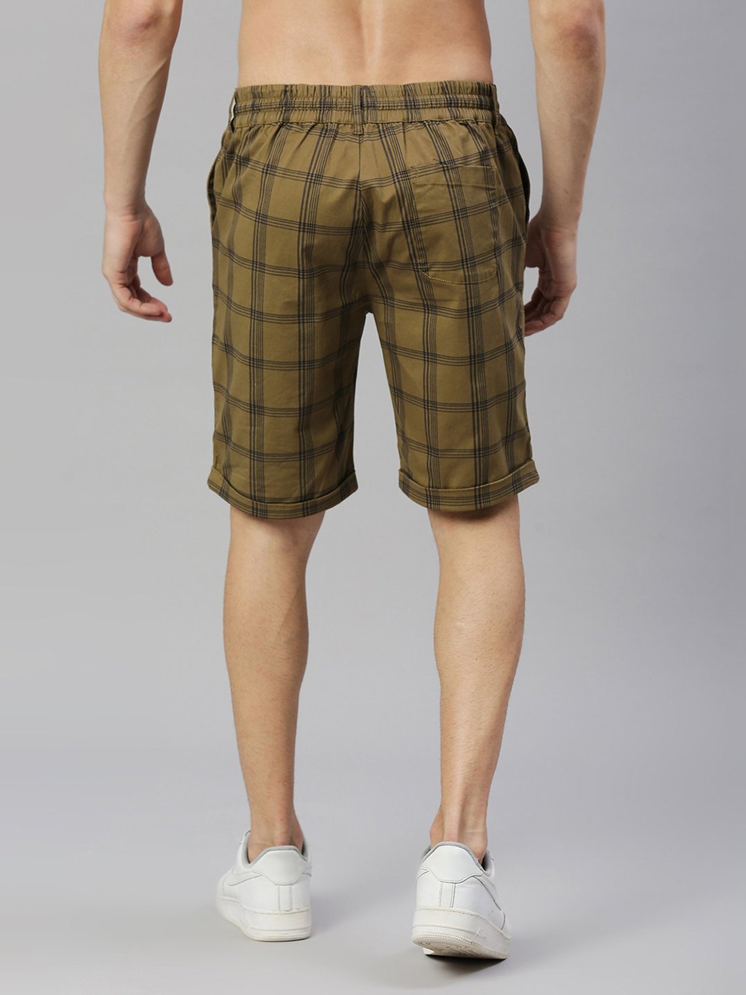 Thomas Scott Beige Slim Fit Check Shorts