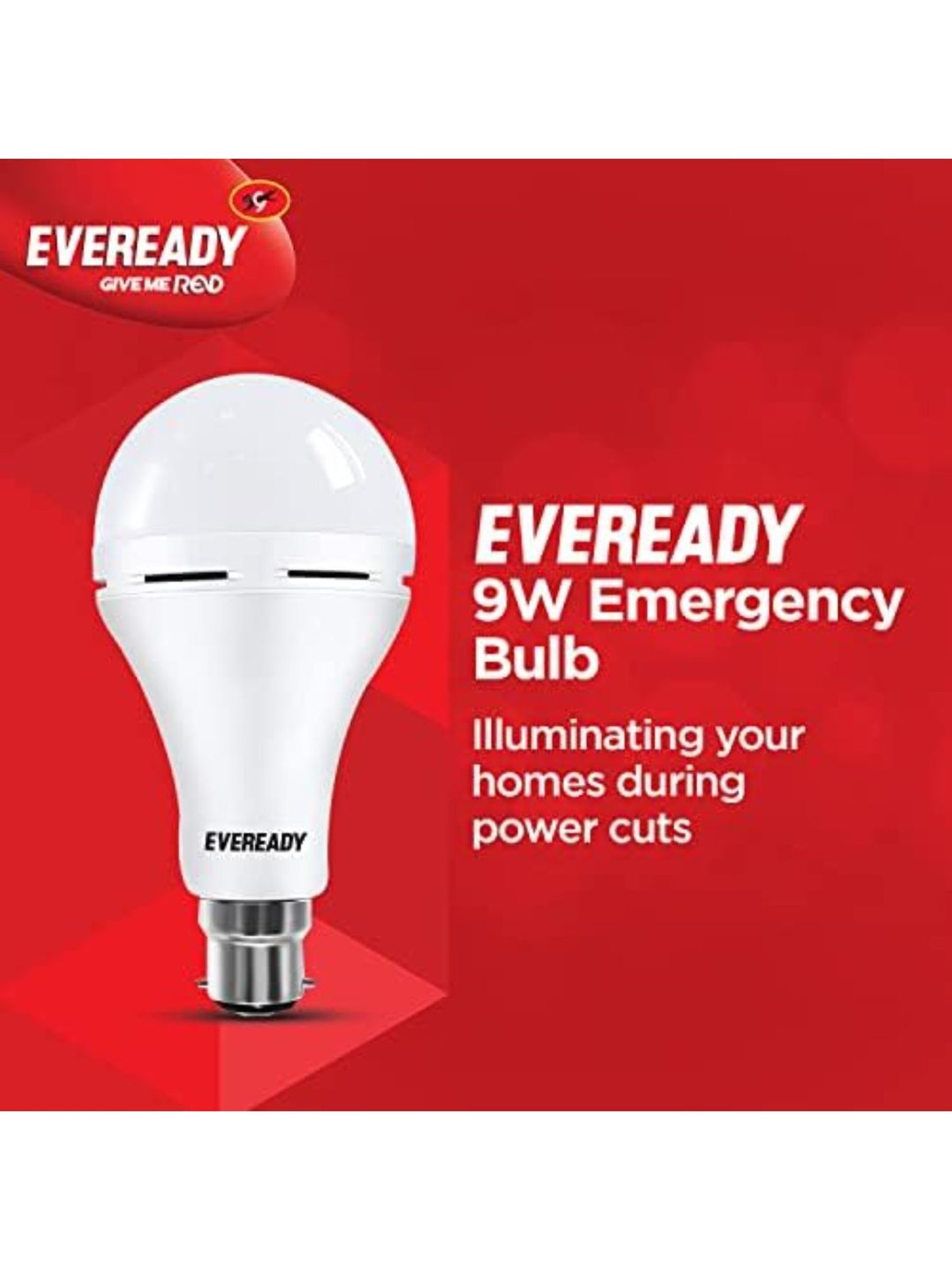 Eveready B22D 9W Emergency LED Bulb - Pack of 2 (White)