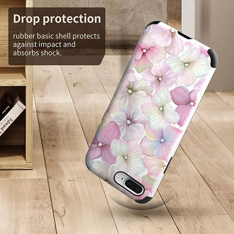 iPhone 8 Plus Leather Case Apple iPhone 7 Plus Slim Case with Print Pattern Shockproof Protective Case Cover for Apple iPhone 8 Plus 7 Plus 55 inch Pearl Flower